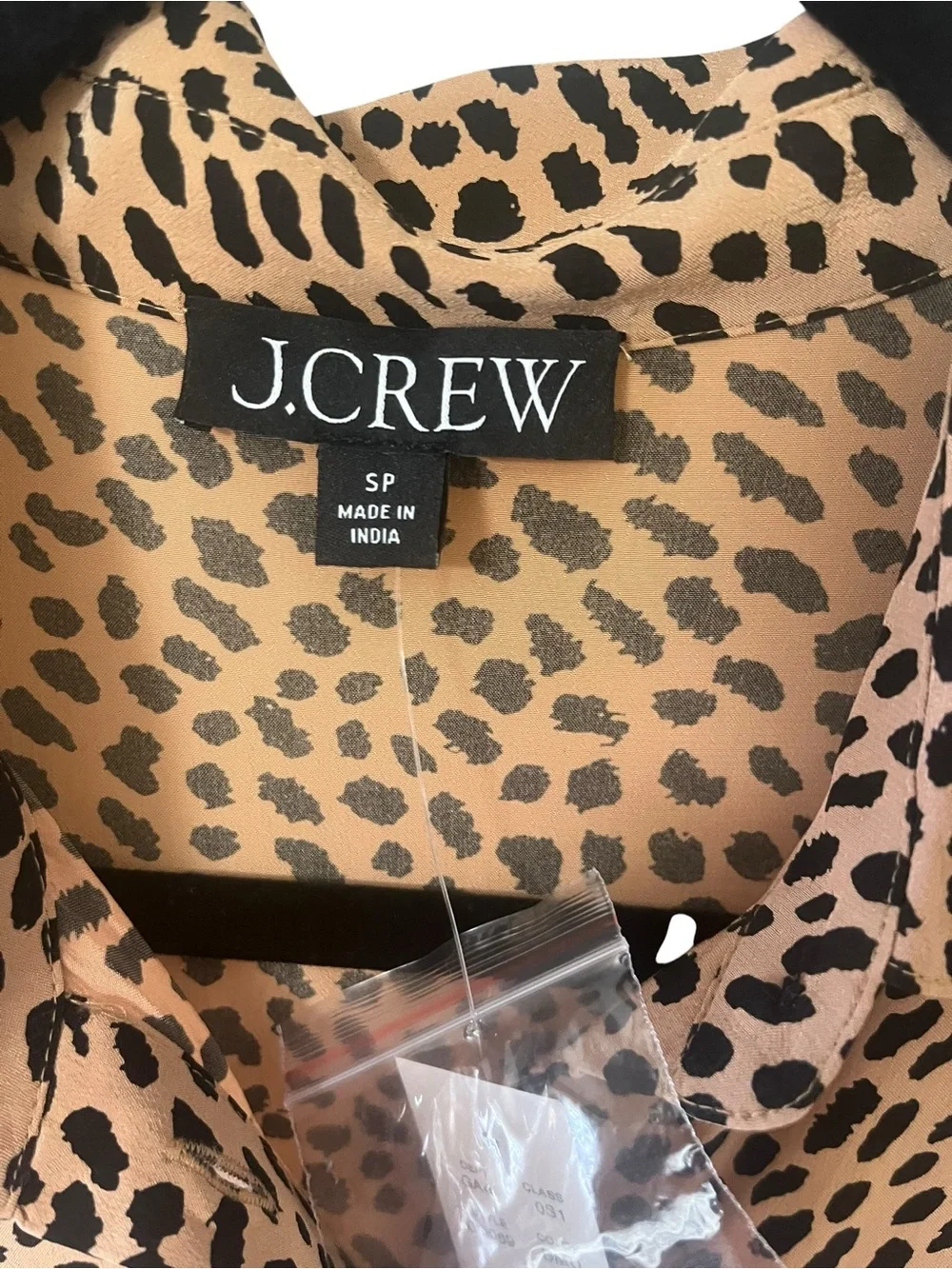 J. Crew Tan and Black Animal Print Long-Sleeve Pleated Shirt Dress
